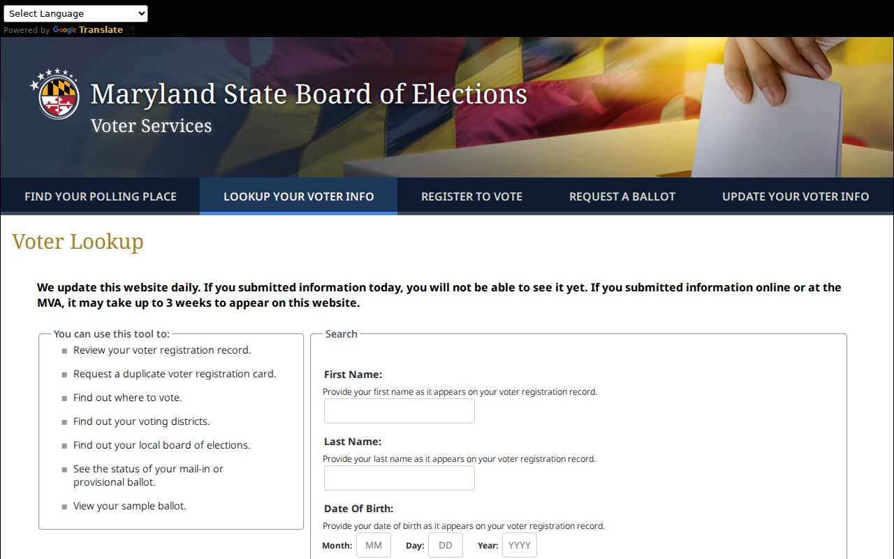 Aspen Hill voter registration records name lookup